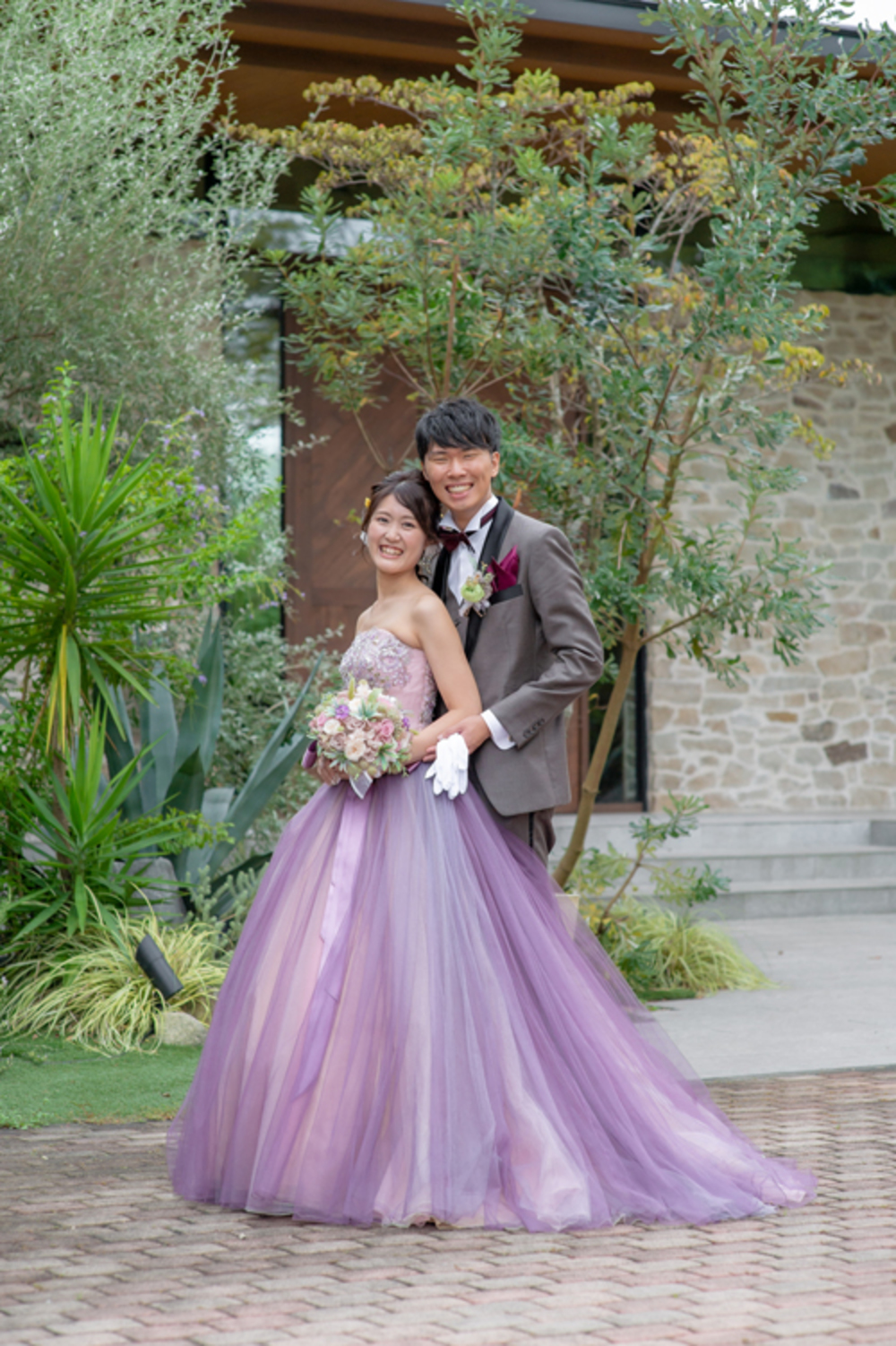 結婚式 ウェディング カラー ドレス 紫 ピンク お色直し プリンセス